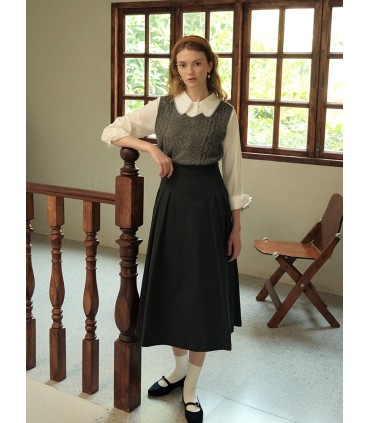 レトロワイドプリーツハイウエストスカート 