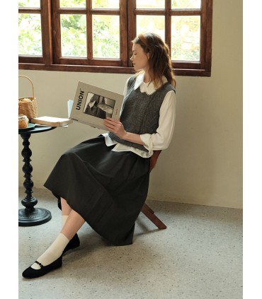 レトロワイドプリーツハイウエストスカート 