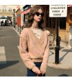 French girl furry V-neck thick sweater