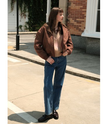 Fransk pige lodne V-hals tyk sweater