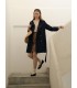 Navy blue double-breasted mid-length trench coat 