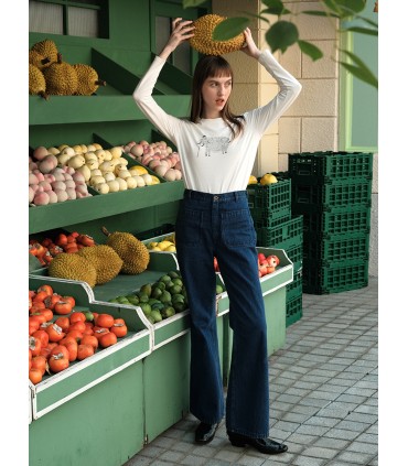 Maniche lunghe con fondo di mammut dipinte a mano 