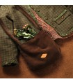 Bolso pequeño retro con etiqueta de piel de pana marrón 