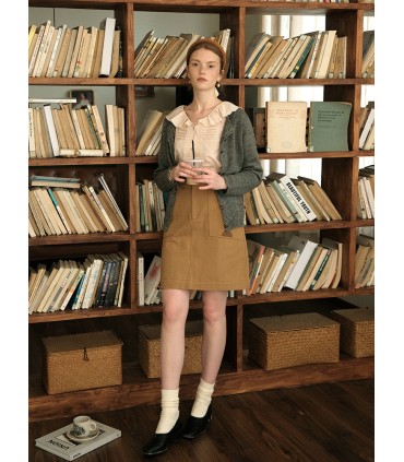 Cardigan Bulu Wanita Kabel Kelabu 