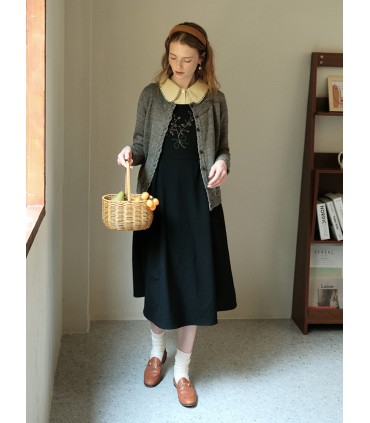 Graue Strickjacke aus Wolle für Damen