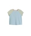 Leher Bulat Warna Kontras Lengan Raglan T-Shirt Pendek