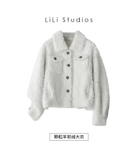 Sheep shearling short Korean thick jacket