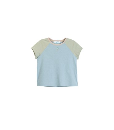 T-shirt corta girocollo manica raglan colore a contrasto 