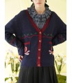 Cardigan maglione con fiocco di mele a contrasto 