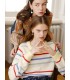 Sweater Berjalur Pelangi Gadis Perancis Retro