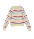 Sweater Berjalur Pelangi Gadis Perancis Retro