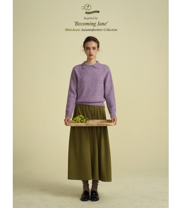 تريكو سترة دافئة ذات ياقة البتلة تناسب جميع المطابقات 