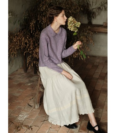 تريكو سترة دافئة ذات ياقة البتلة تناسب جميع المطابقات 