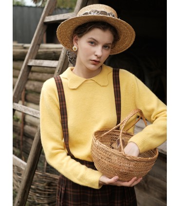 تريكو سترة دافئة ذات ياقة البتلة تناسب جميع المطابقات 