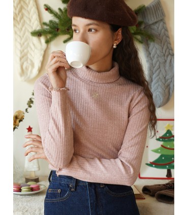 Simples, suave e all-match camisa de gola alta 