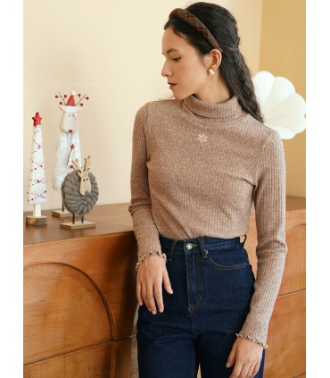 Simples, suave e all-match camisa de gola alta 