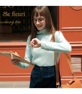 Áo len cao cổ mohair đa năng cơ bản 