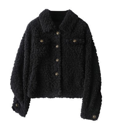 Fåre shearling kort koreansk tyk jakke