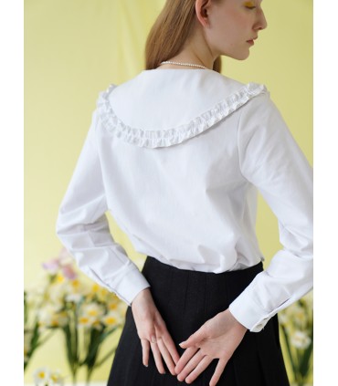 Camisa blanca bordada francesa femenina 