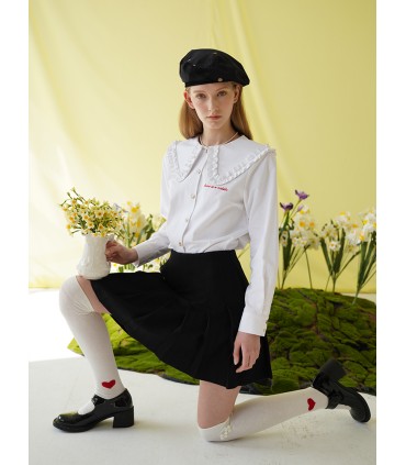 Camisa blanca bordada francesa femenina 