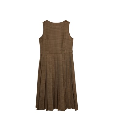 Chocolate Mocha Gevşek Pileli Ekose Sundress 