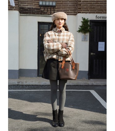 Plaid Double Warm Wool Short Cotton Jacket 
