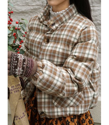 Plaid Double Warm Wool Short Cotton Jacket 