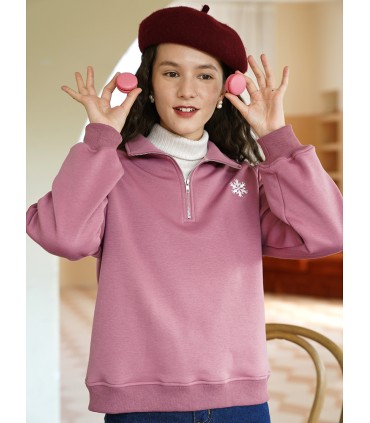 Collo con cerniera polo da donna più maglione spesso in pile 