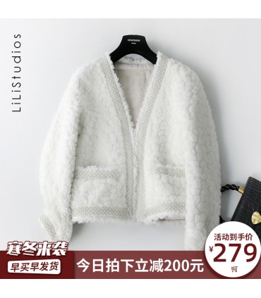 Sheep shearling short Haining jacket