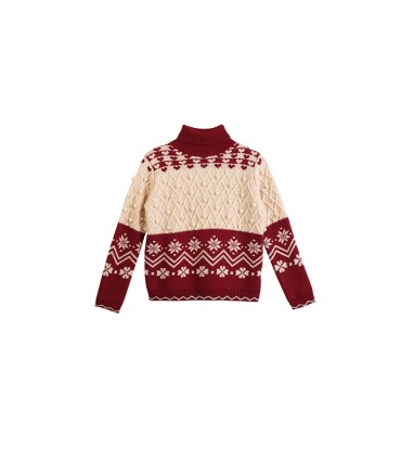 立体球球羊毛高领毛衣