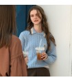 Wollpullover mit Gänseblümchenstickerei