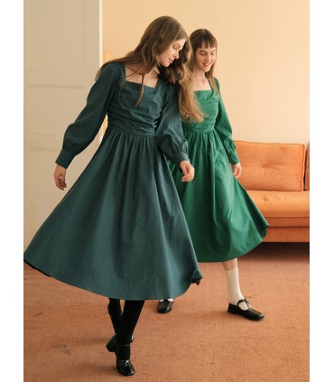 Vestido de algodão Tencel com design plissado