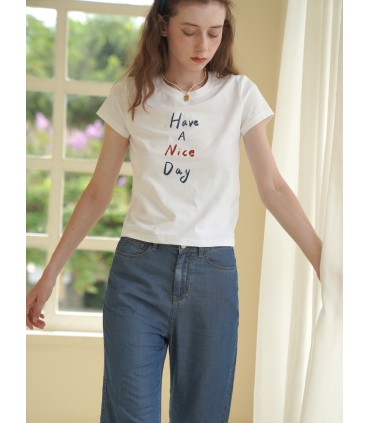 Rundhalsad passform axeltunn T-shirt