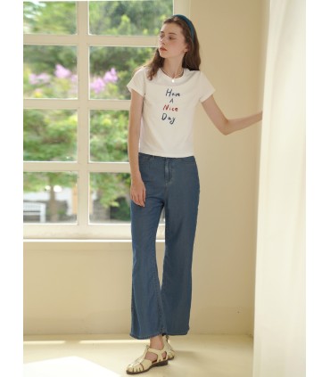 Rundhalsad passform axeltunn T-shirt