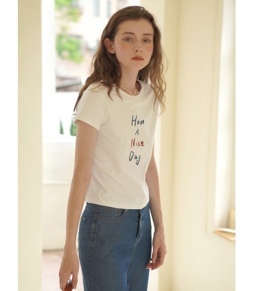 Rundhalsad passform axeltunn T-shirt