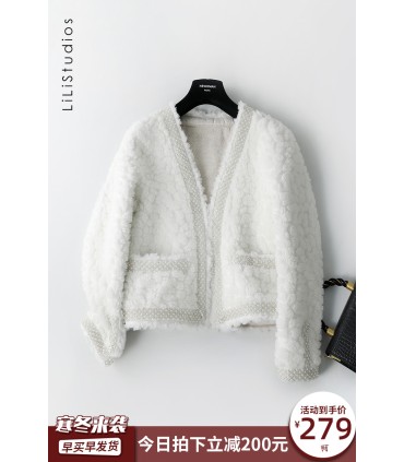 Sheep shearling short Haining jacket