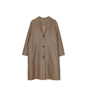 Cổ áo vest Áo khoác dài bằng len lạc đà bột yến mạch đơn giản 